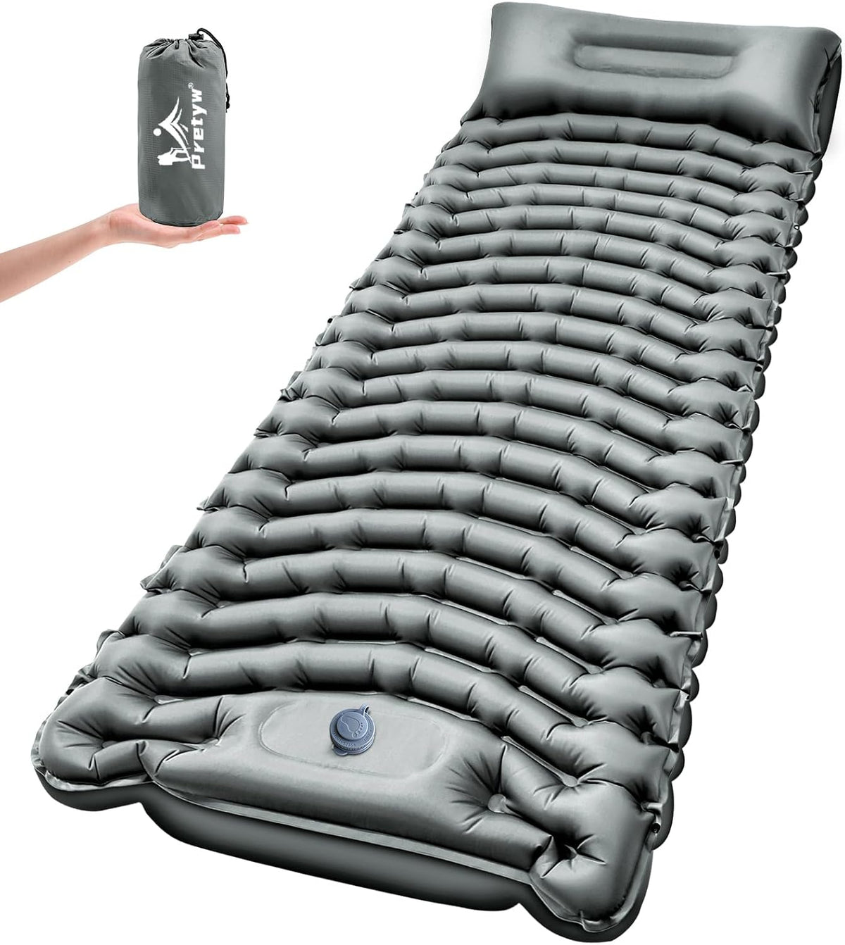 Ultralight Camping Sleeping Pad with Pillow & Built-in Foot Pump