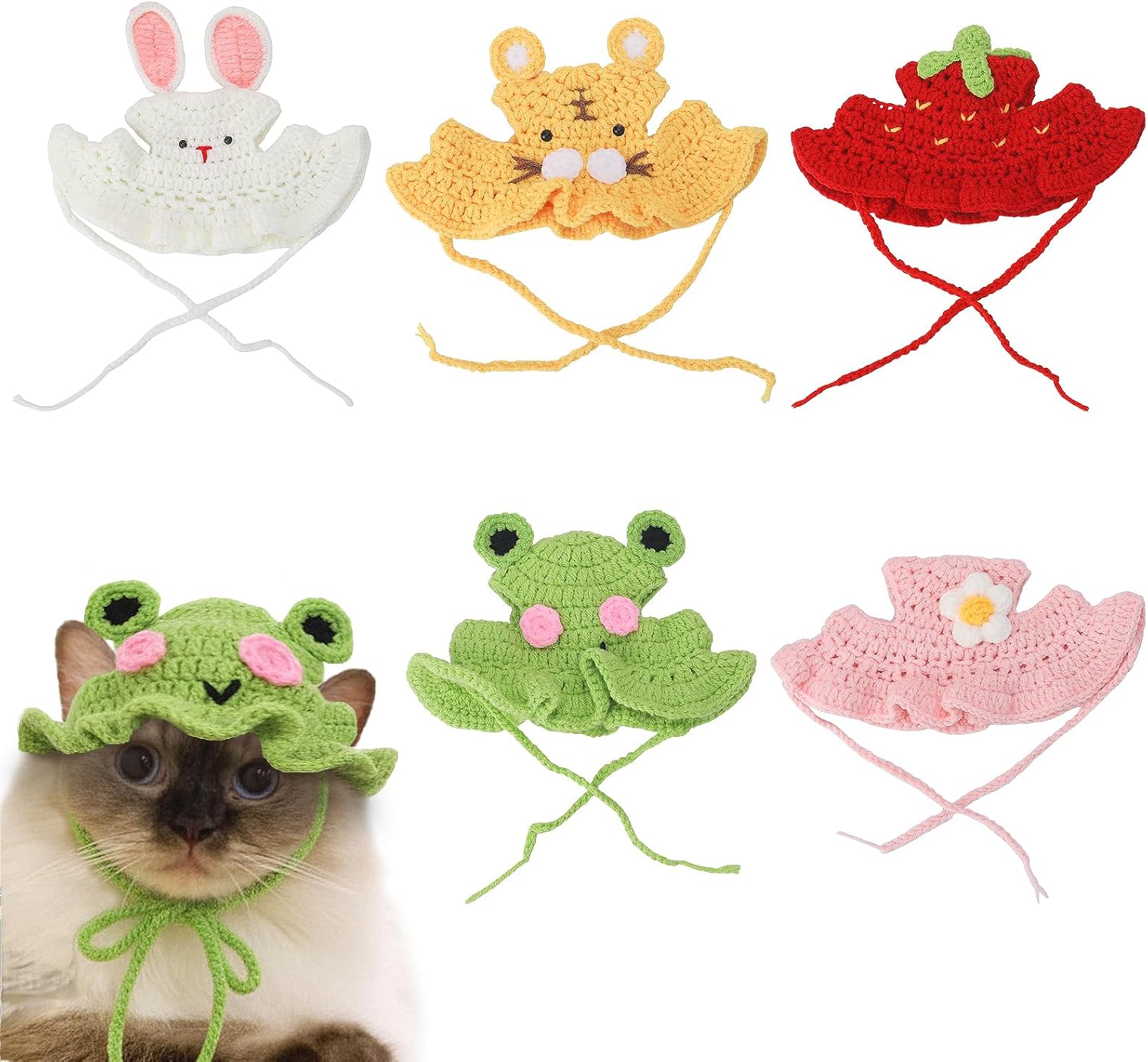 5 Pack Cute Knitted Cat Hats Dog Hats