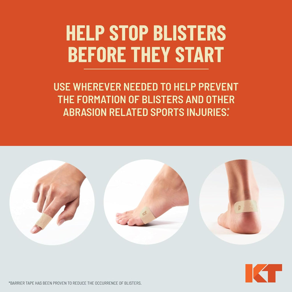KT Health Blister Prevention Tape – 30 Precut Strips for Blister Protection, Strong Adhesive, Dermatologist Tested, Ideal for Athletes and Active Lifestyles – Black (Pack of 2)