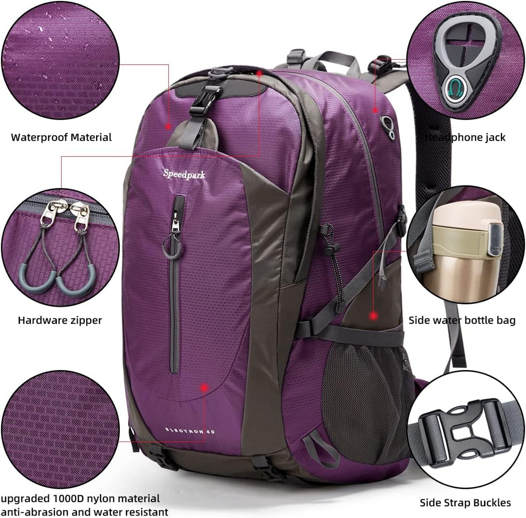 SPEEDPARK 40L Hiking Backpack, Lightweight Camping Daypack with Rain Cover