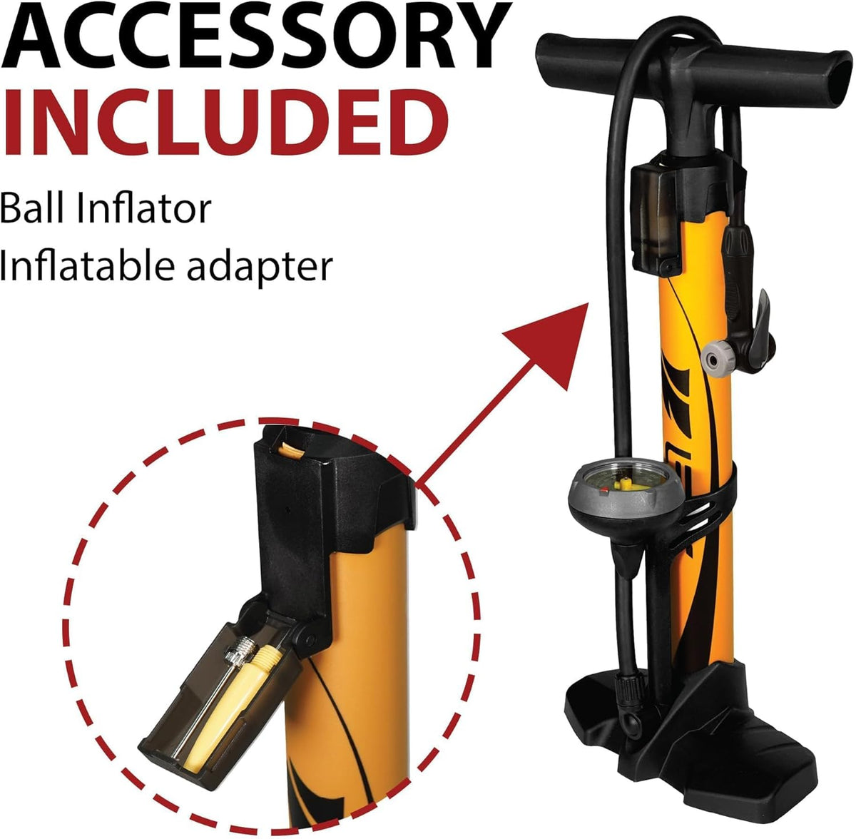 BV Bicycle Pump Durable Bike Floor Pump 17/24 inch Smart Valve Head, 160 psi, Automatically Reversible Presta and Schrader