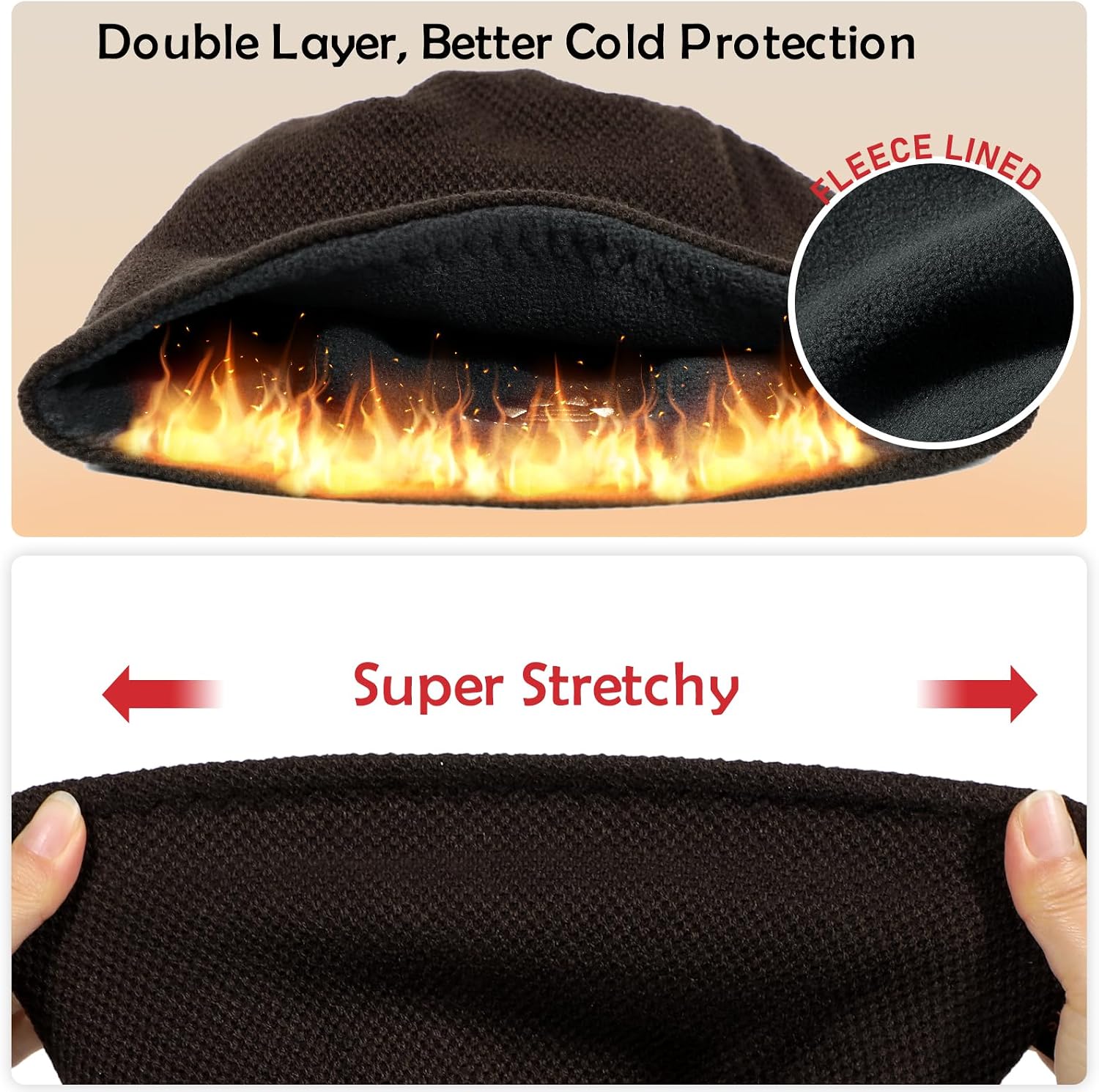 Lvaiz Winter Beanie for Men Women Warm Fleece Lined Reversible Skull Cap