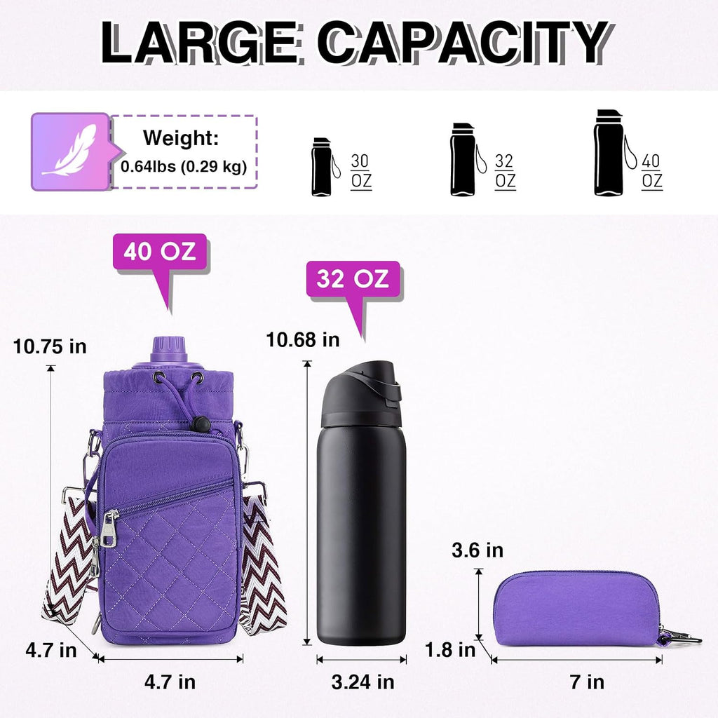 AGLOD Water Bottle Carrier Bag with Strap, Water Bottle Holder Crossbody Bags for Women Men for Walking, Hiking,Cycling