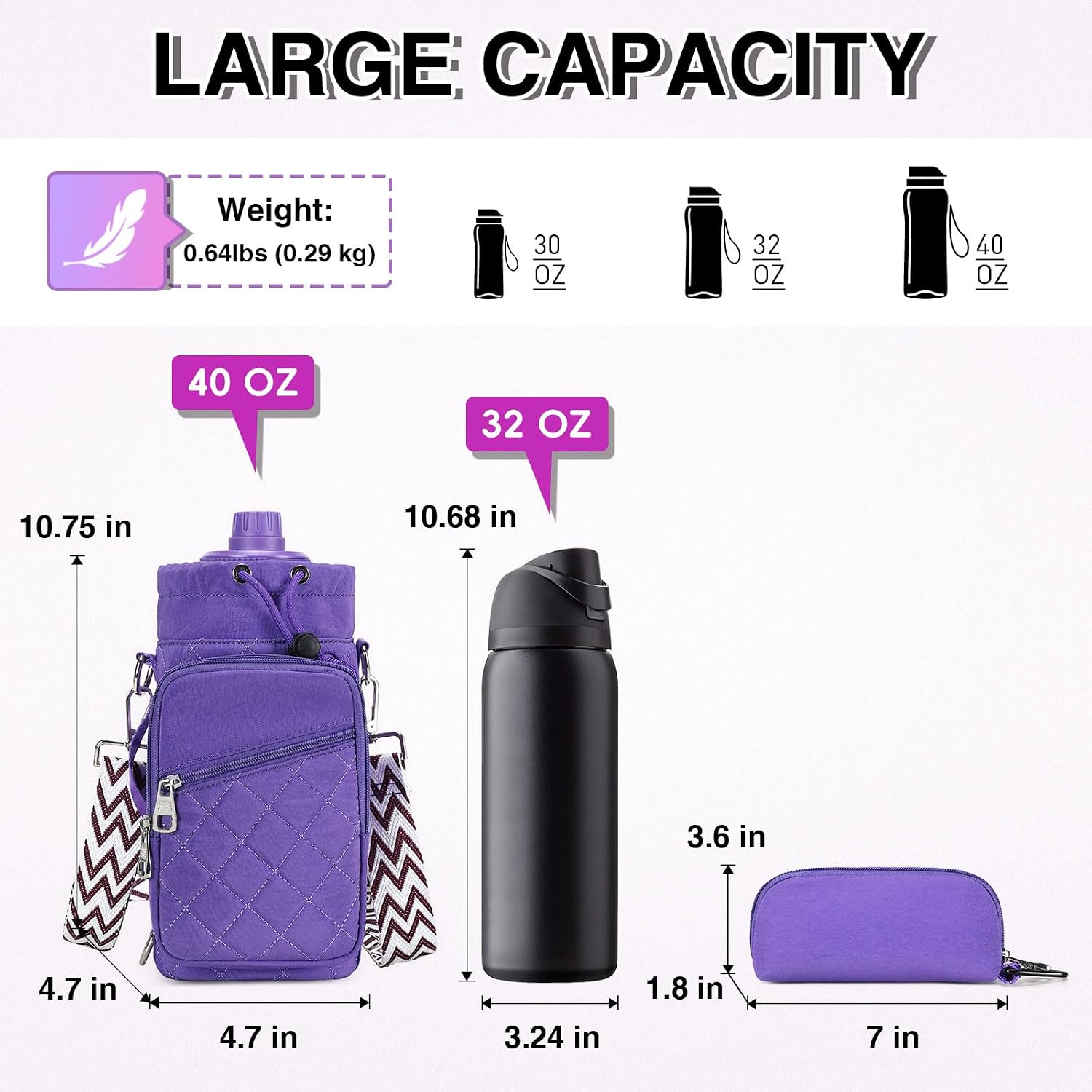 AGLOD Water Bottle Carrier Bag with Strap, Water Bottle Holder Crossbody Bags for Women Men for Walking, Hiking,Cycling