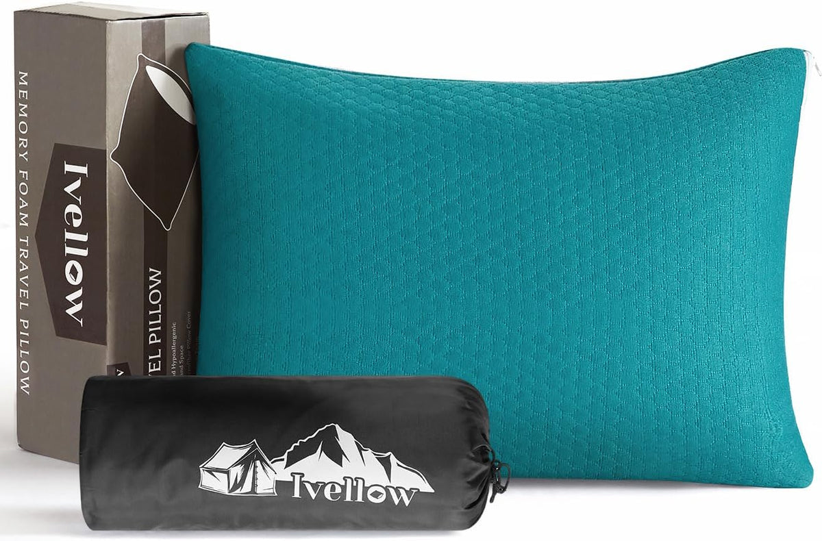 Ivellow Travel Pillow, Camping Pillow for Sleeping,Cooling, Memory Foam -M