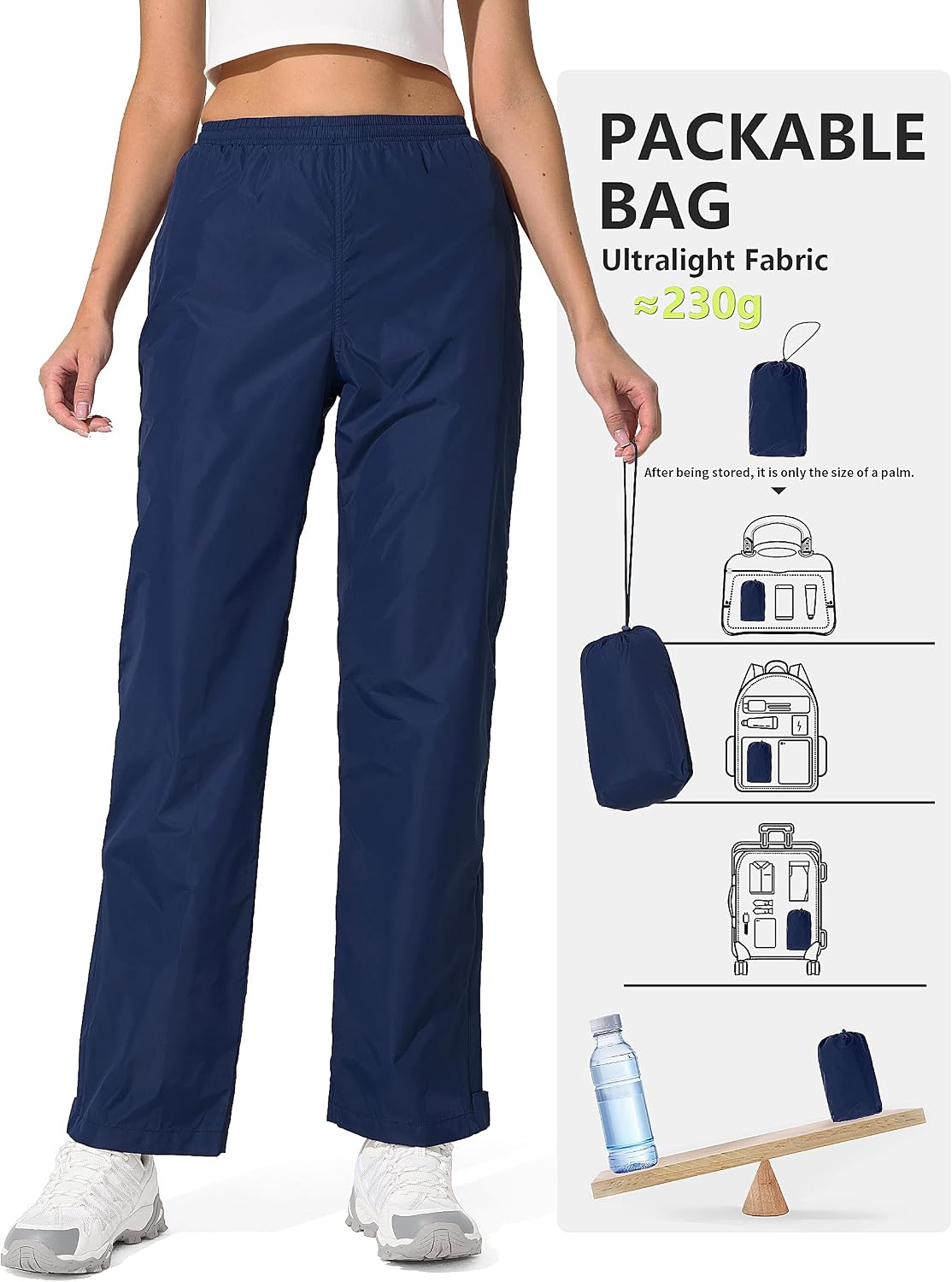 UIQUR Womens Rain Pants Waterproof Lightweight Packable Pants