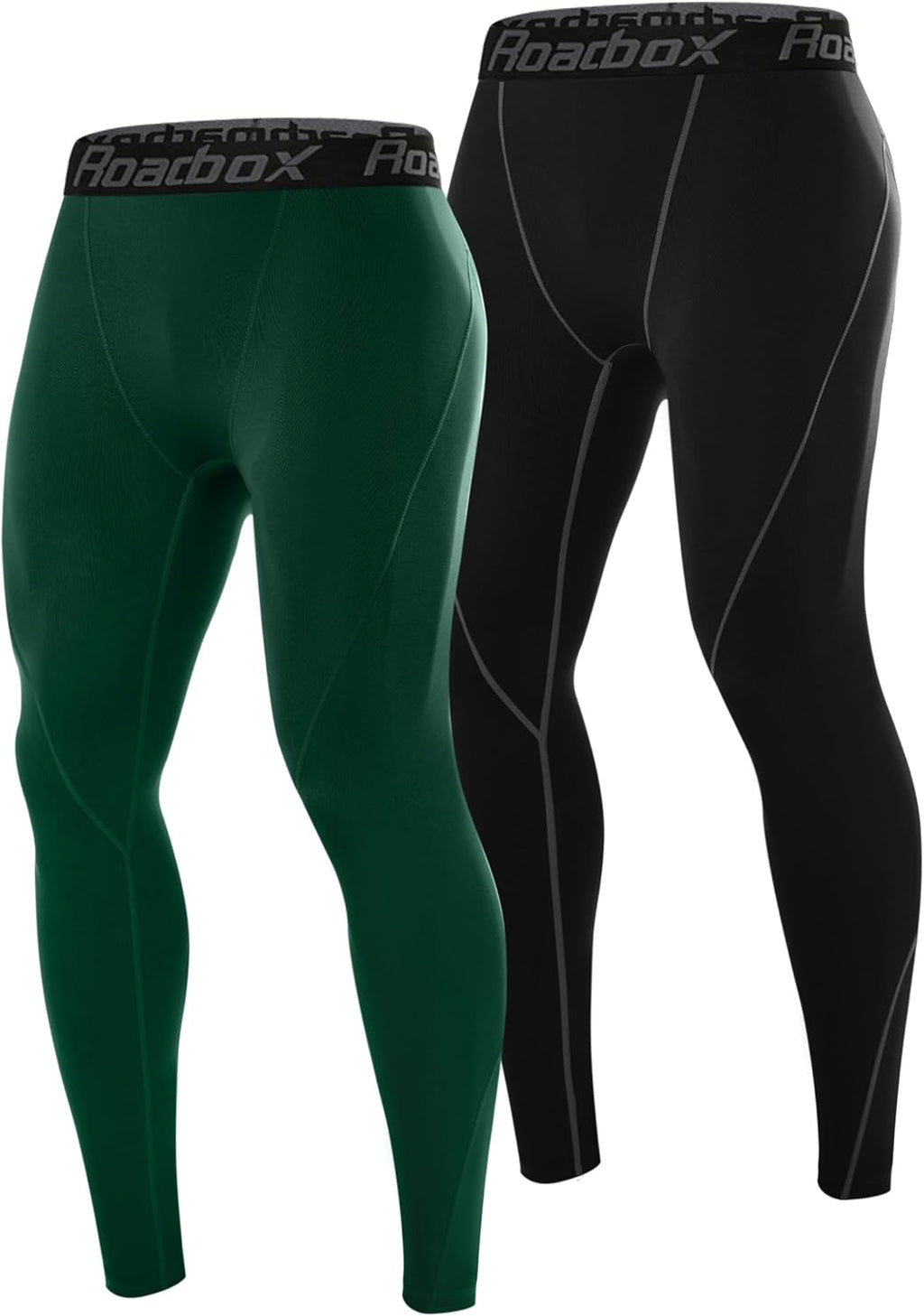 Roadbox 2 Pack Men's Compression Pants, Quick Dry Running Tights Leggings