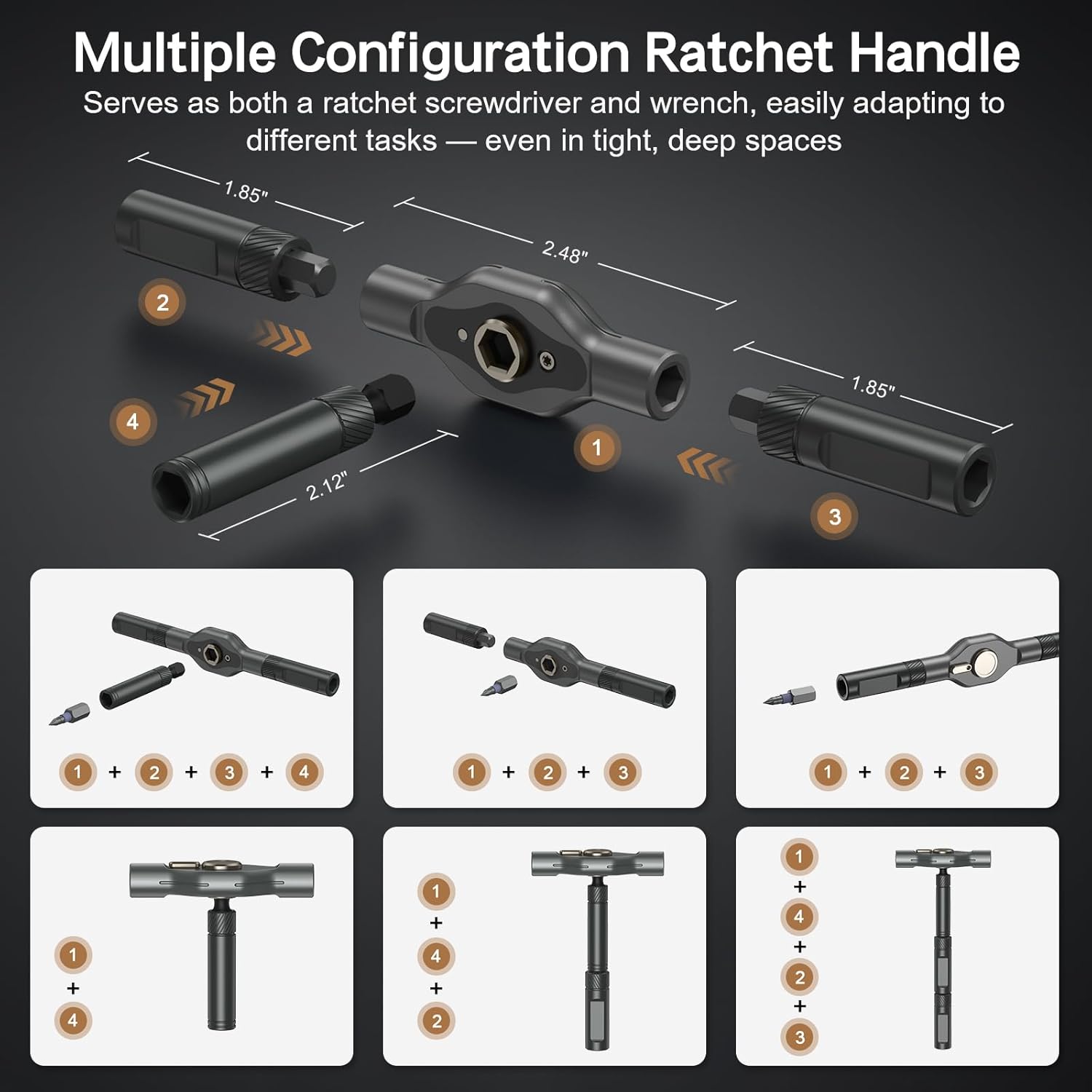 Bomivoi 42 in 1 Magnetic Screwdriver Set, DIY Ratchet Screwdriver Set, Multi Bit Magnetic Drive Set with Detachable Ratchet Handle, Portable Compact Repair Tool Kit for Home Furniture Computer Bicycle