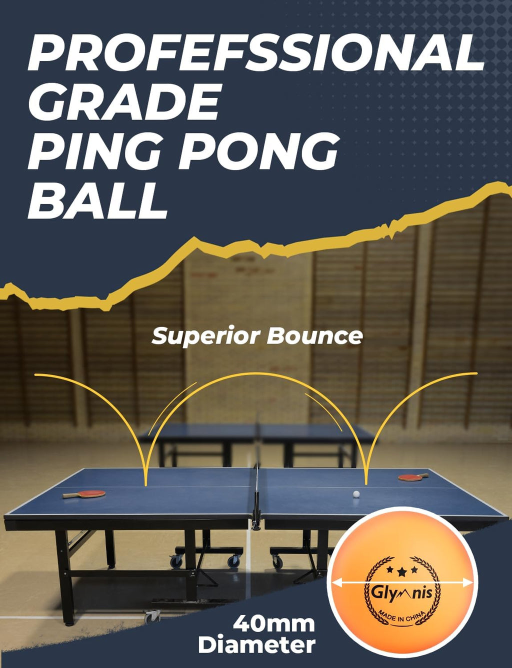 Glymnis Ping Pong Paddles Set of 4/2, 7-Ply Table Tennis Rackets and Balls