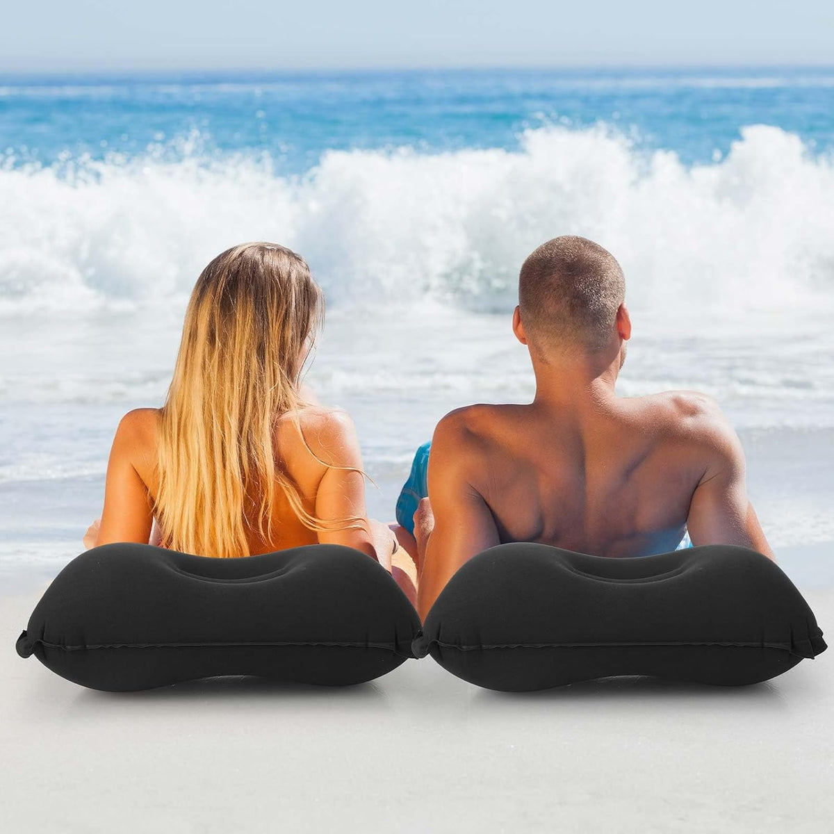 Geelin 20 Pack Inflatable Pillows for Camping Charity Donations, Black