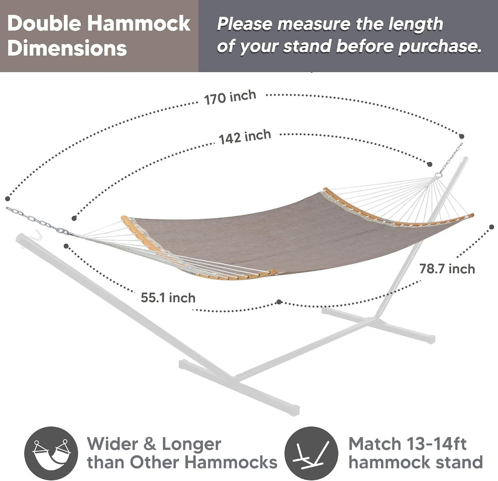 SUNCREAT Hammocks Outdoor Hammock with Spreader Bar, Coffee