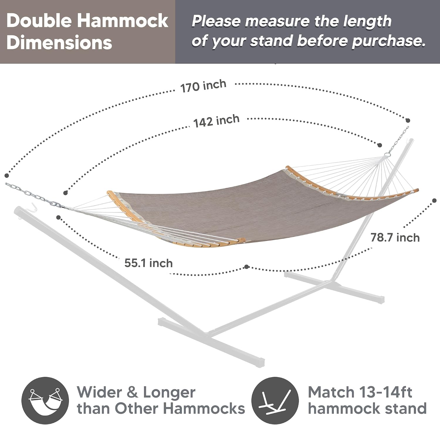 SUNCREAT Hammocks Outdoor Hammock with Spreader Bar, Coffee
