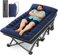HABUTWAY Camping Cot with Mattress, 32" Extra Wide Camping Cots for Adults, Sleeping Cot for Adults Holds Up to 600LBS, Cots for Sleeping, Camp, Rv, Beach, Patio, Office Naps(Blue)
