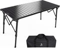 50" Large Folding Camping Table with Adjustable Hight Legs for 2-6 People - Heavy Duty Foldable Camp Table with Roll-Up Aluminum Picnic Table, Portable Outdoor Table for Cooking,Beach,BBQ,Party