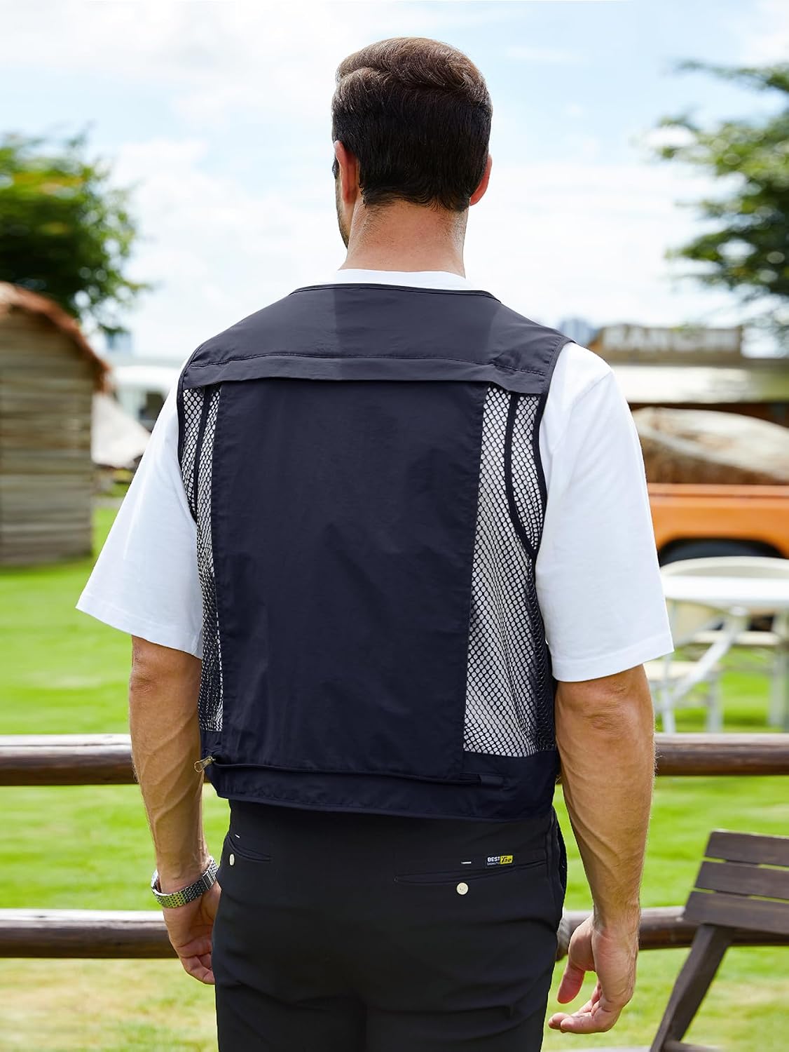Gihuo Mens Fishing Vest Lightweight Utility Vests Cargo Outdoor Safari Travel Vest with Pockets