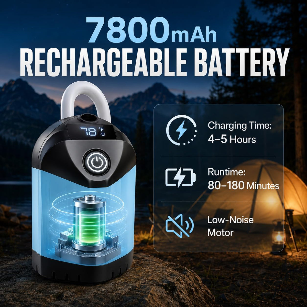 Portable Shower for Camping, Rechargeable Camping Shower with LED Display