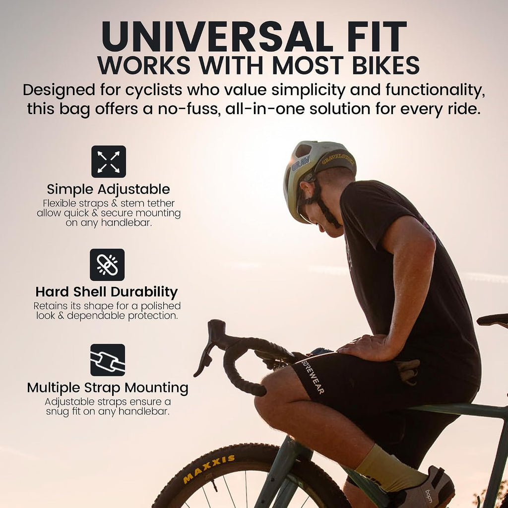 ALMSTHRE Signature Bar Bag – California Gold | Hard-Shell Bike Handlebar Bag with Waterproof Zippers & Adjustable Straps | Lightweight Bicycle Handlebar Bag, Compatible with Road, Gravel & MTB Bikes