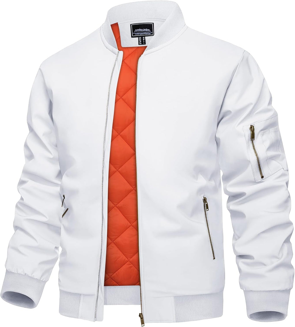 KEFITEVD Men's Bomber Jackets Winter Windbreaker Warm Full Zip Casual Coats