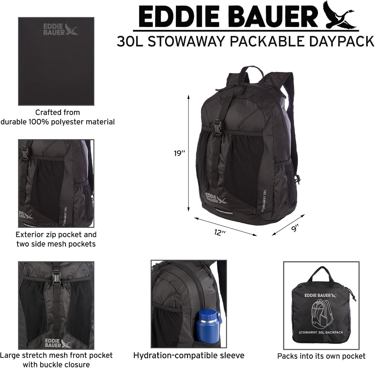 Eddie Bauer Stowaway Packable Backpack - Port, 30L