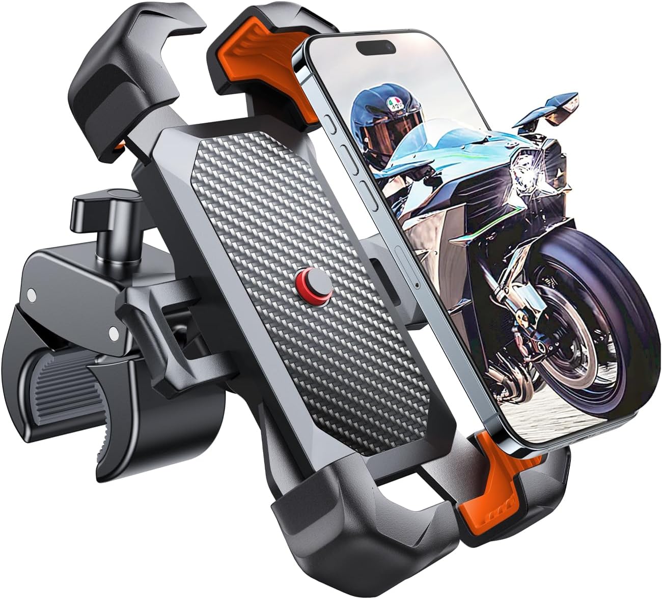 JOYROOM Motorcycle Phone Mount, [1s Auto Lock][100mph Military Anti-Shake] Bike Phone Holder for Bicycle, [10s Quick Install] Handlebar Phone Mount, Compatible with iPhone, Samsung, All Phone, Orange