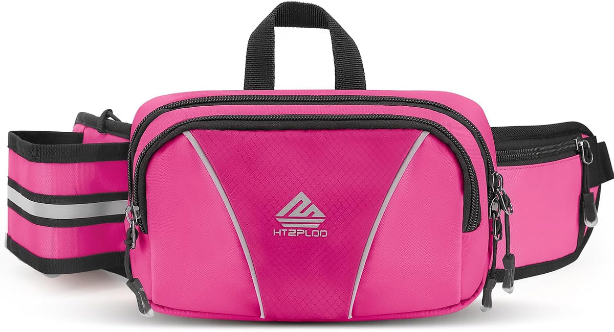Fanny Pack for Men Women Waist Bag with Water Bottle Holder for Hiking, Travel,Dog Walking, Workout (Pink)