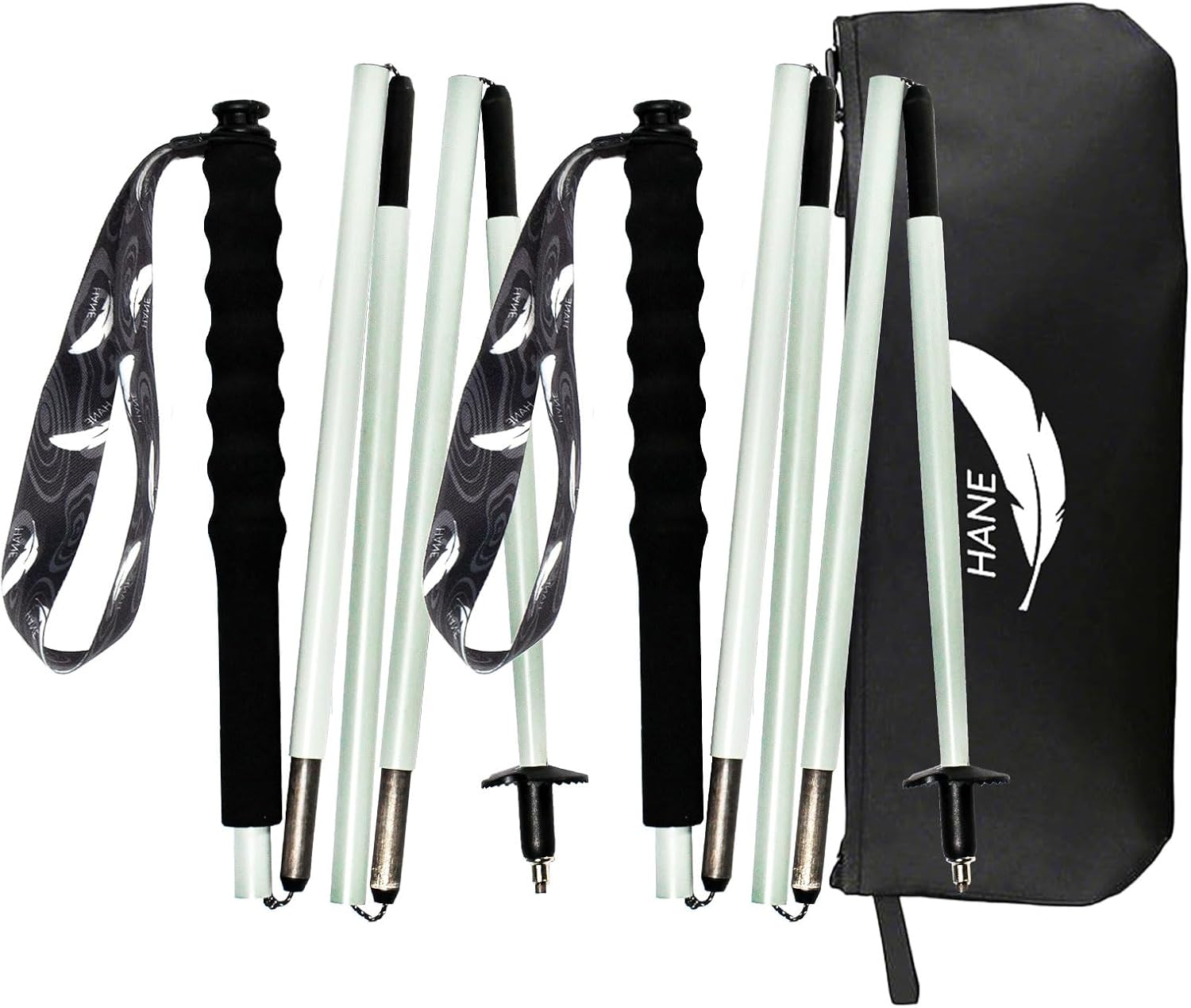 2pc High Strength 5-Section Foldable Carbon Fiber Trekking Poles - 115g/125g/130g, Compact Hiking Staff for Men & Women, Ideal for Hiking, Trekking, Mountaineering & Backpacking