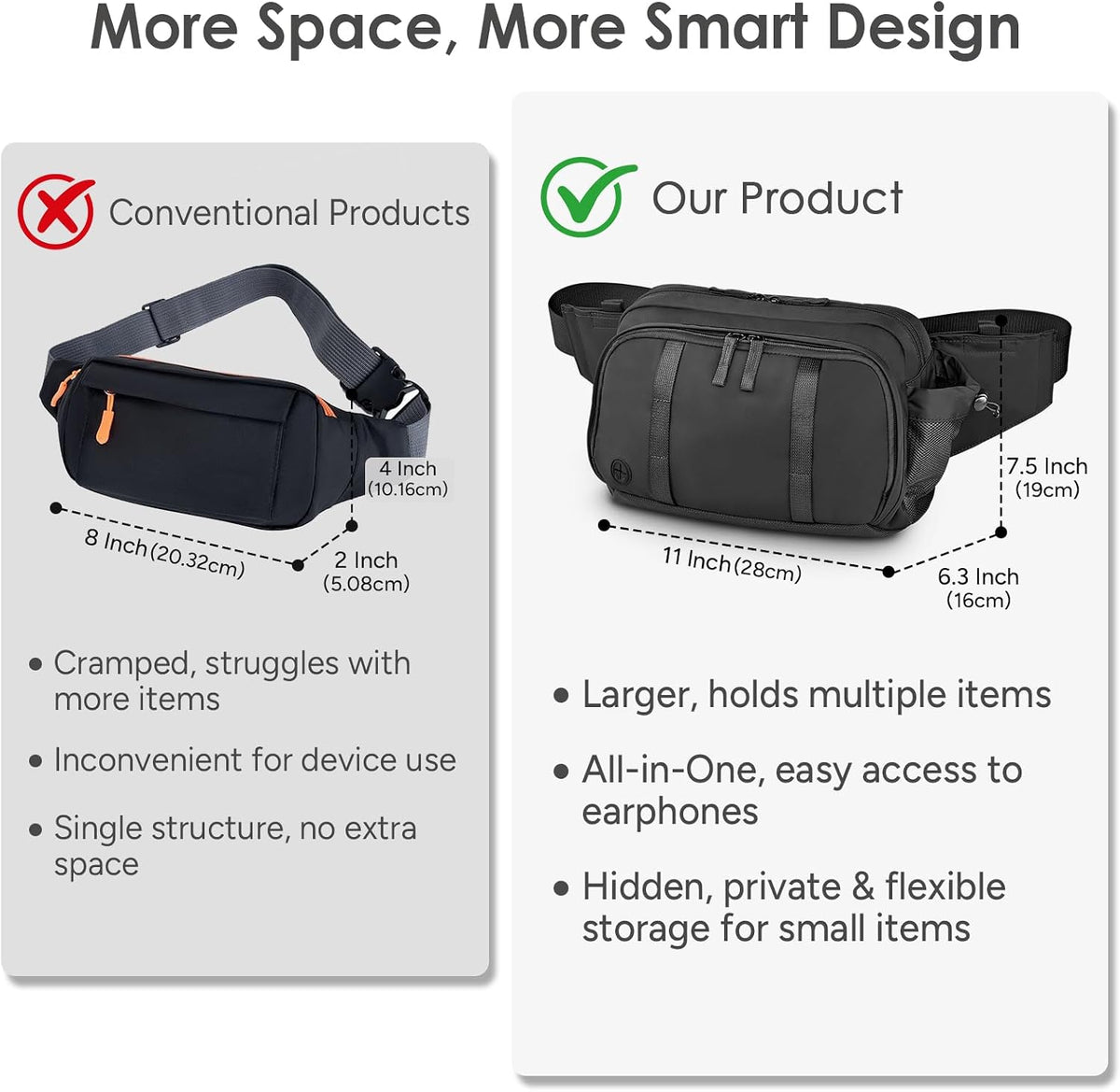 Large Crossbody Waist Bag Tactical Fanny Pack for Men Hip Bum Bag with Water Bottle Holder Adjustable Belt, Workout Traveling Casual Running Hiking Cycling