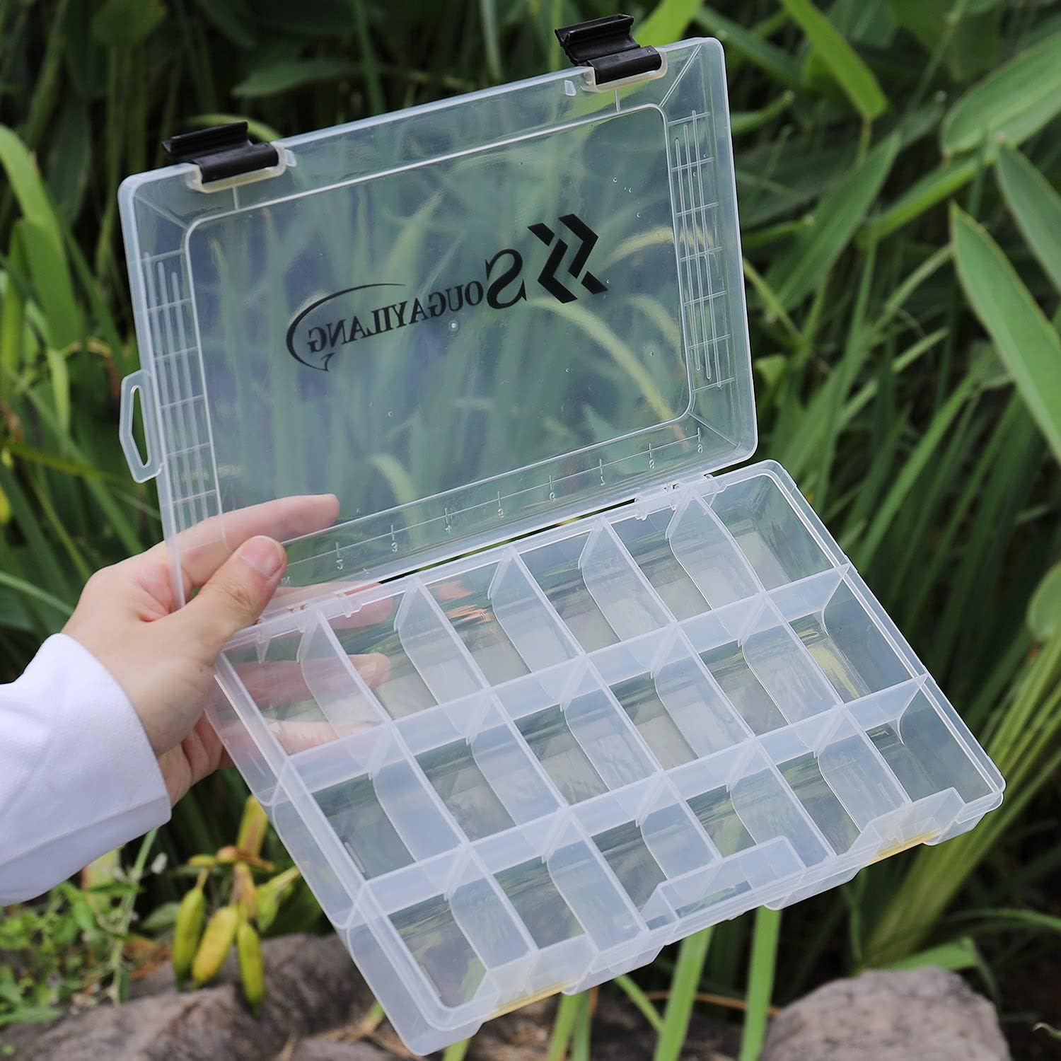 Sougayilang Fishing Tackle Boxes - 3600 3700 Plastic Storage Organizer Box with Removable Dividers - Fishing Tackle Storage - 4 Packs Transparent Tackle Trays