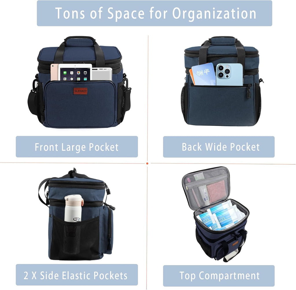 GLENKEY Expandable Lunch Box Insulated Leakproof Cooler Bag Work Outdoor