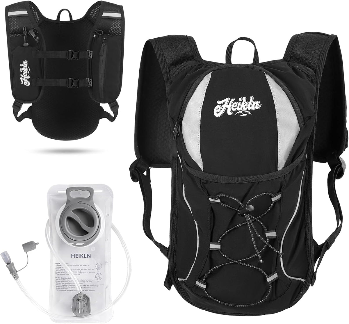 HEIKLN Hydration Backpack,Lightweight Water Backpack with 2L Water Bladder Running Hydration Vest Backpack for Hiking Running Cycling Hiking