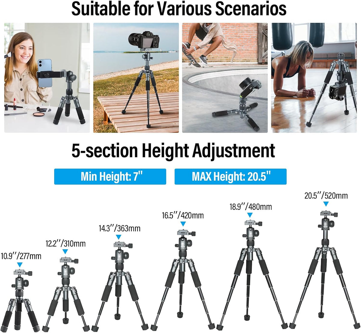SIRUI Aluminum Mini Desktop Tripod with 360° Ball Head