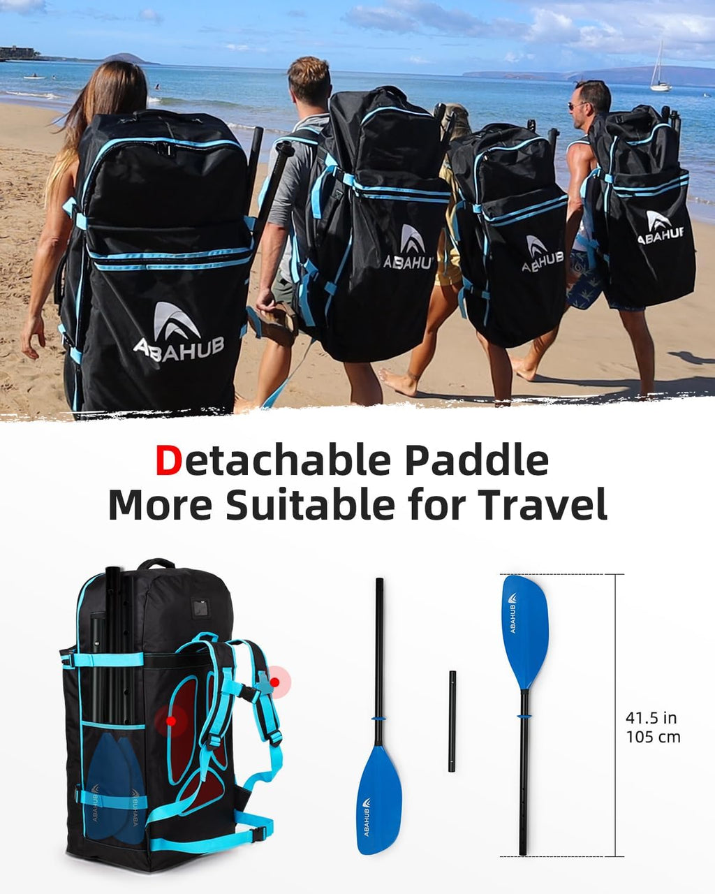Abahub 210-230cm/230-250cm Adjustable Kayak Paddle for Kayak,Boating