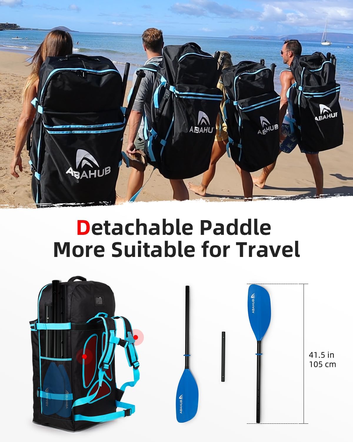 Abahub 210-230cm/230-250cm Adjustable Kayak Paddle for Kayak,Boating