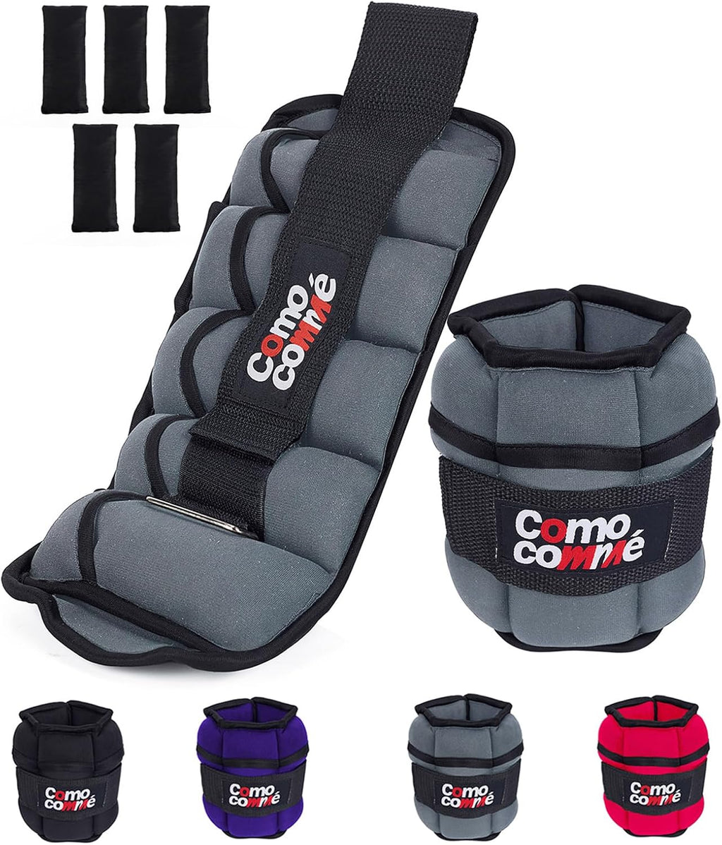 Adjustable Ankle Weights, 2 3 5 lb 1 Pair Strength Training Wrist Leg Arm Weights for Women, Men, Weighted Ankle Weight Set with Removable Sandbags for for Gym, Fitness Workout, Running Lifting