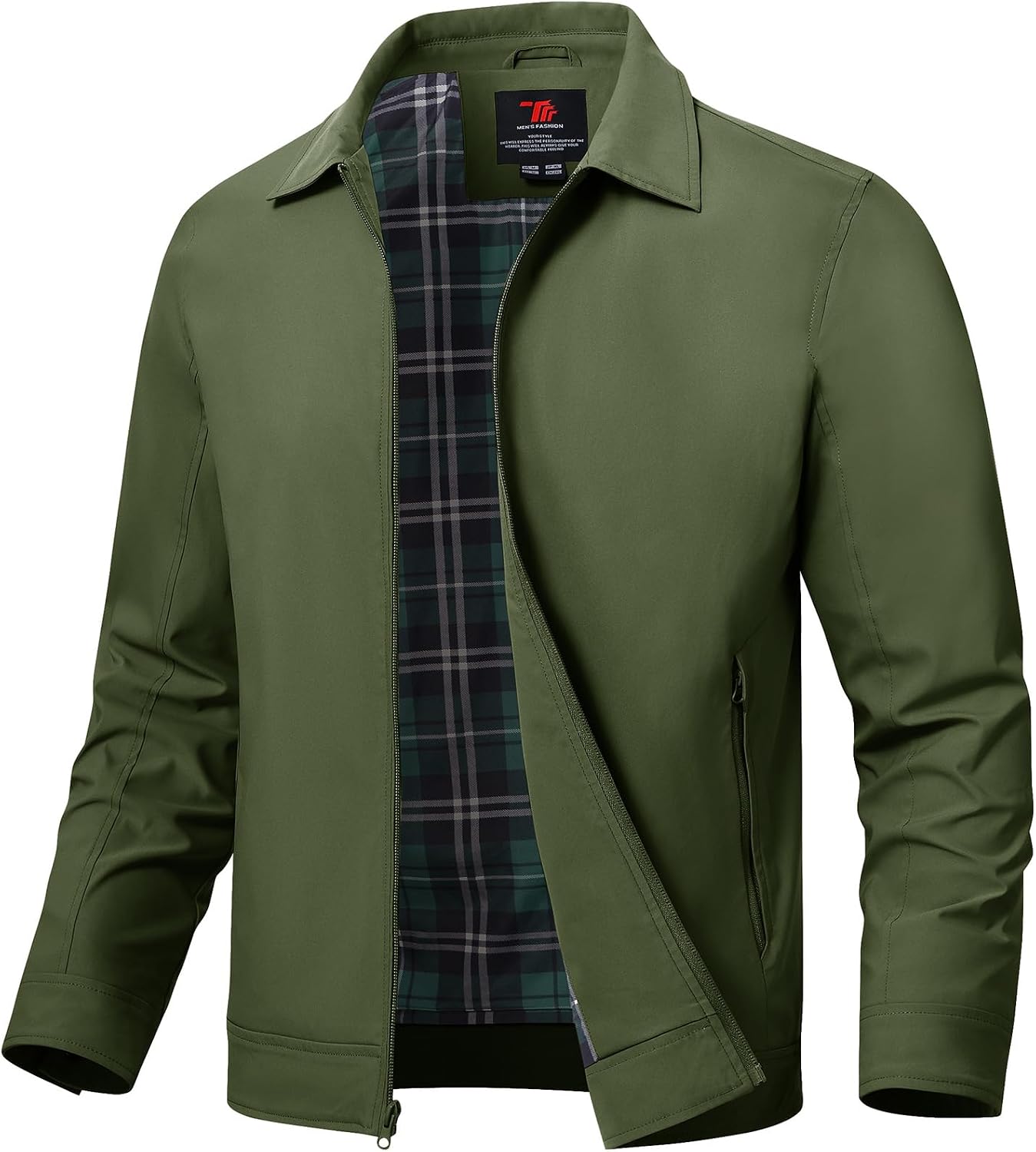 TBMPOY Mens Lightweight Jackets Light Windbreaker Full Zip Casual Work Jacket Golf Business Fall Track Coat with Pockets