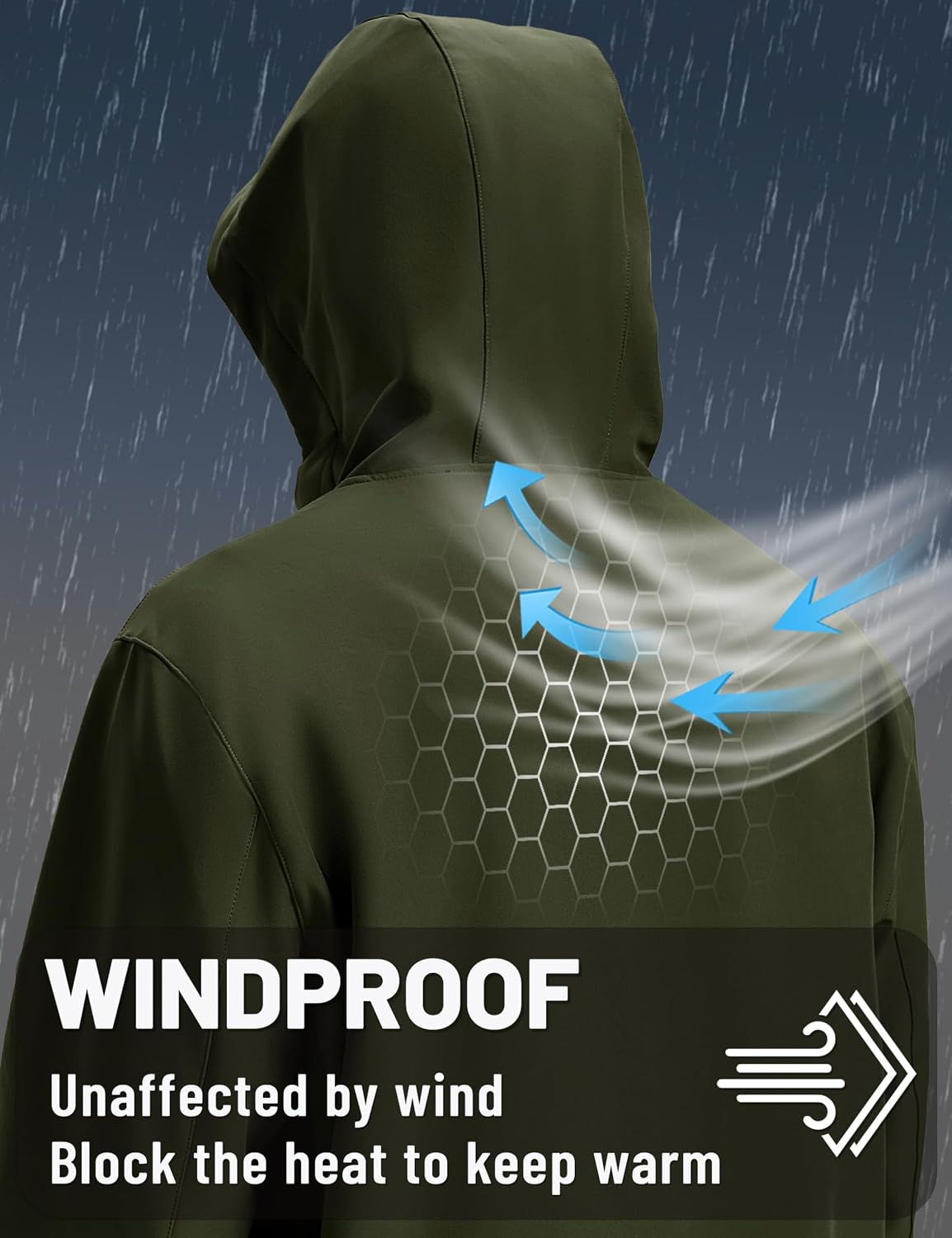TACVASEN Men's Hooded Softshell Waterproof Fleece Lined Lightweight Jackets