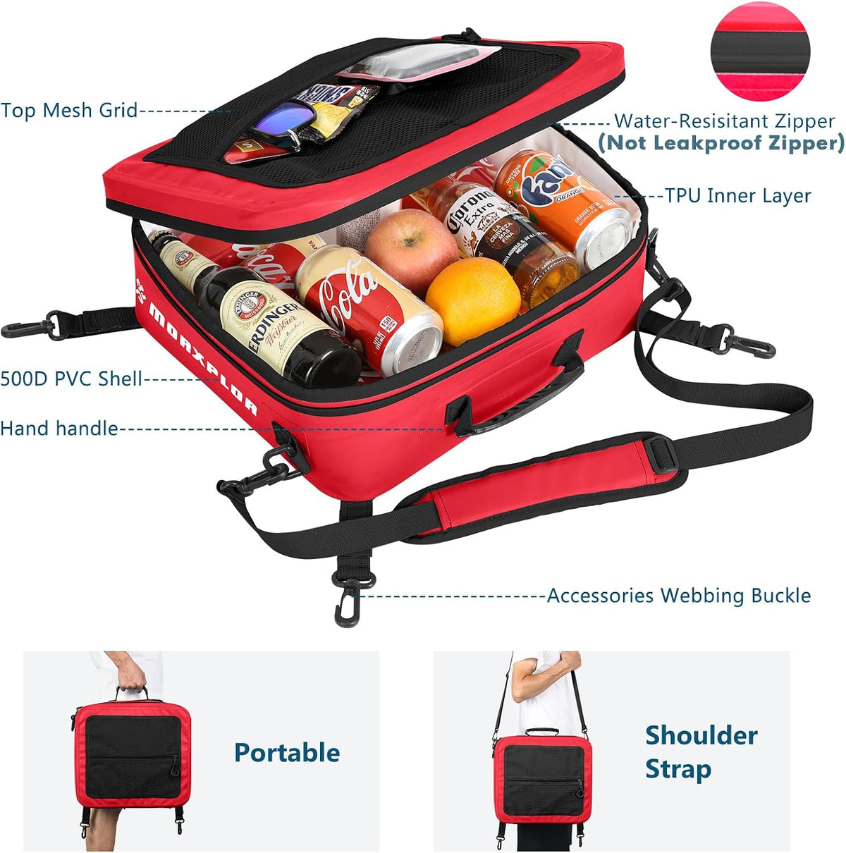 MORXPLOR Waterproof PVC Paddleboard Cooler Deck Bag - 12 Can Soft Insulated Cooler for Paddleboarding, Camping, Kayaking