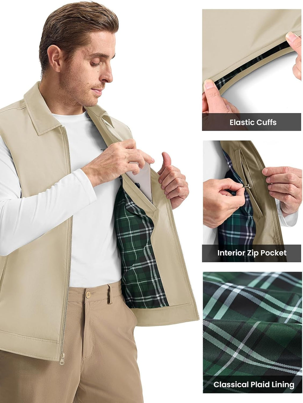Rdruko Men's Golf Vest Lightweight Summer Casual Zip Windbreaker