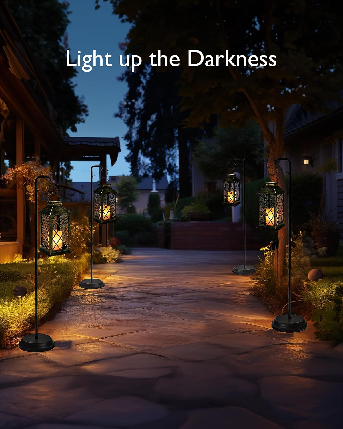 Homemory 2 Pack 13'' Copper Solar Lanterns, Flickering Flame Hanging Lights