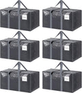 6 Pack Extra Heavy Duty Large Moving Bags with Strong Zipper, Gray