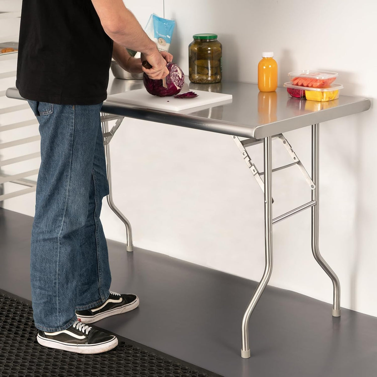 HARDURA Folding Stainless Steel Prep Table 24X48 Inches with Legs
