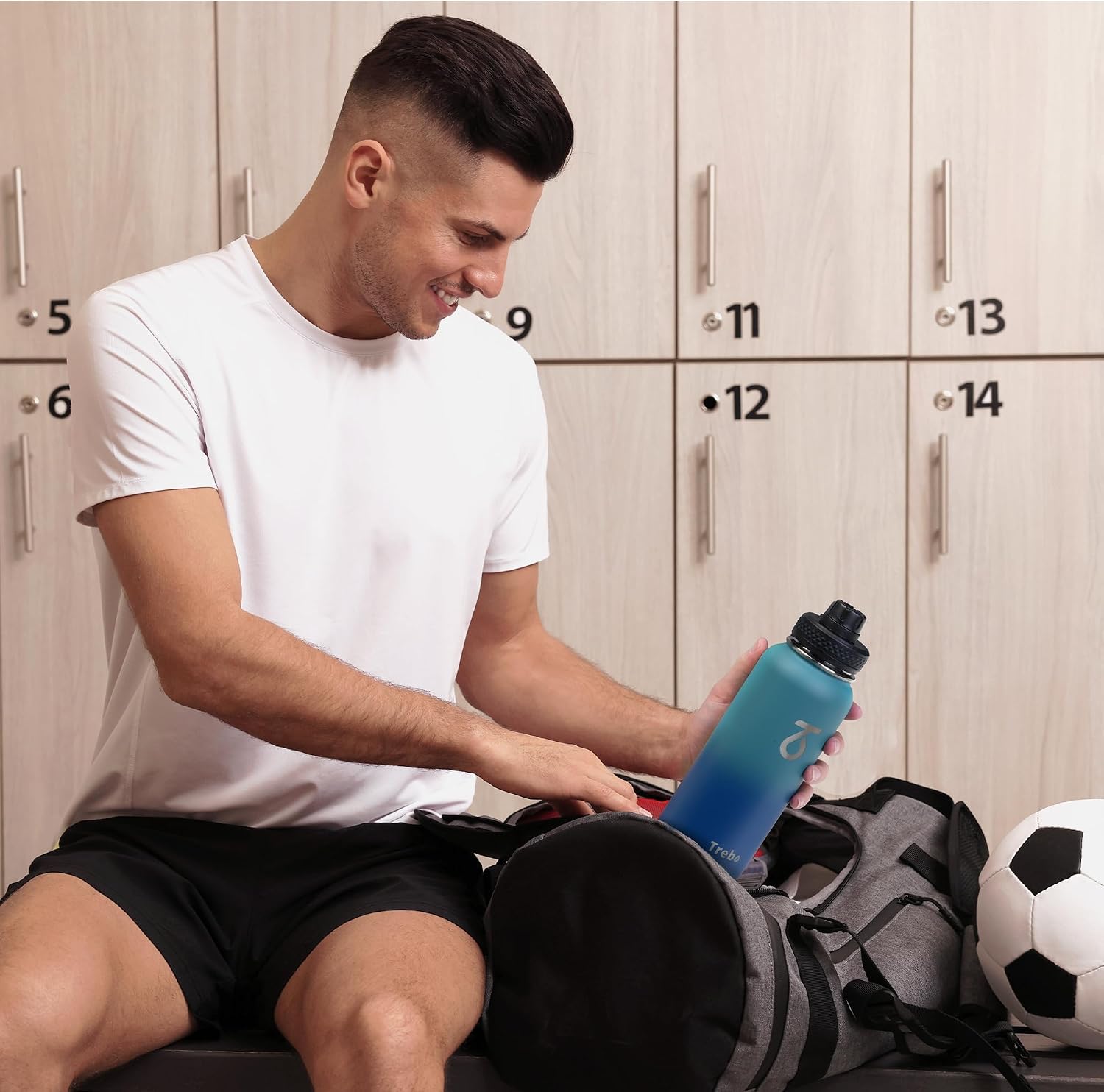 Trebo Water Bottle Insulated 40 oz with 3 Lids, Paracord Handle & Sleeve