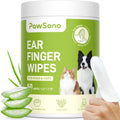 PawSono Dog Ear Wipes - 50 Count Dog Ear Cleaner Finger Wipes for Dogs & Cats, Pre-Moistened Ear Cleaning Wipes for Puppies, Kittens & Small Animals, Thick Pet Ear Wipes to Remove Wax, Dirt & Debris