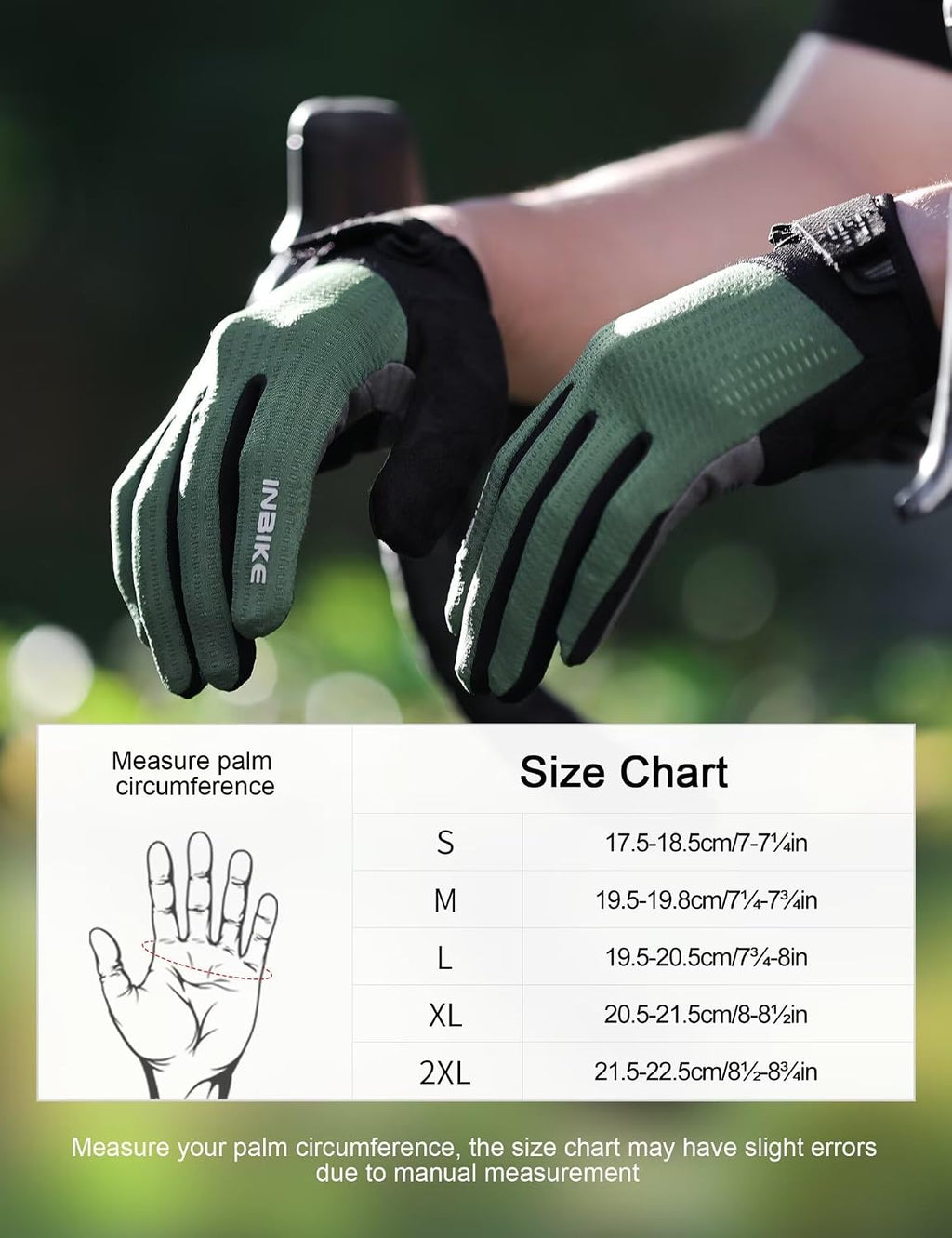 INBIKE Cycling Gloves for Men Women, Shock-Absorbing Memory Gel Padded Biking Gloves, Bicycle Breathable Touchscreen Reflective Full Finger Bike Gloves