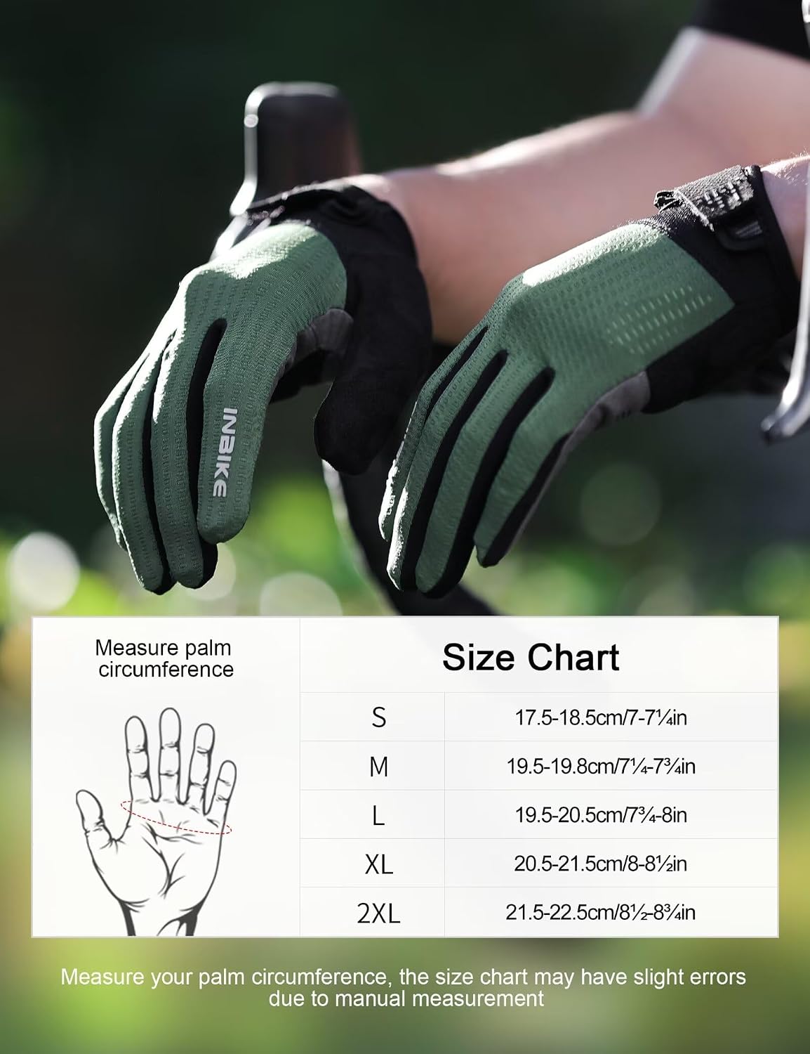 INBIKE Cycling Gloves for Men Women, Shock-Absorbing Memory Gel Padded Biking Gloves, Bicycle Breathable Touchscreen Reflective Full Finger Bike Gloves