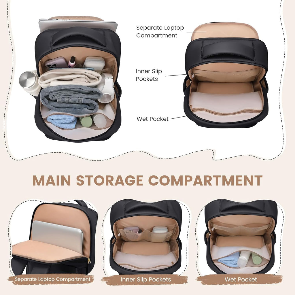 GOLF SUPAGS Lunch Backpack 16 Inch Laptop Backpack with Insulated Cooler Lunch Box Food Bag for College Work Camping Picnics (Black)