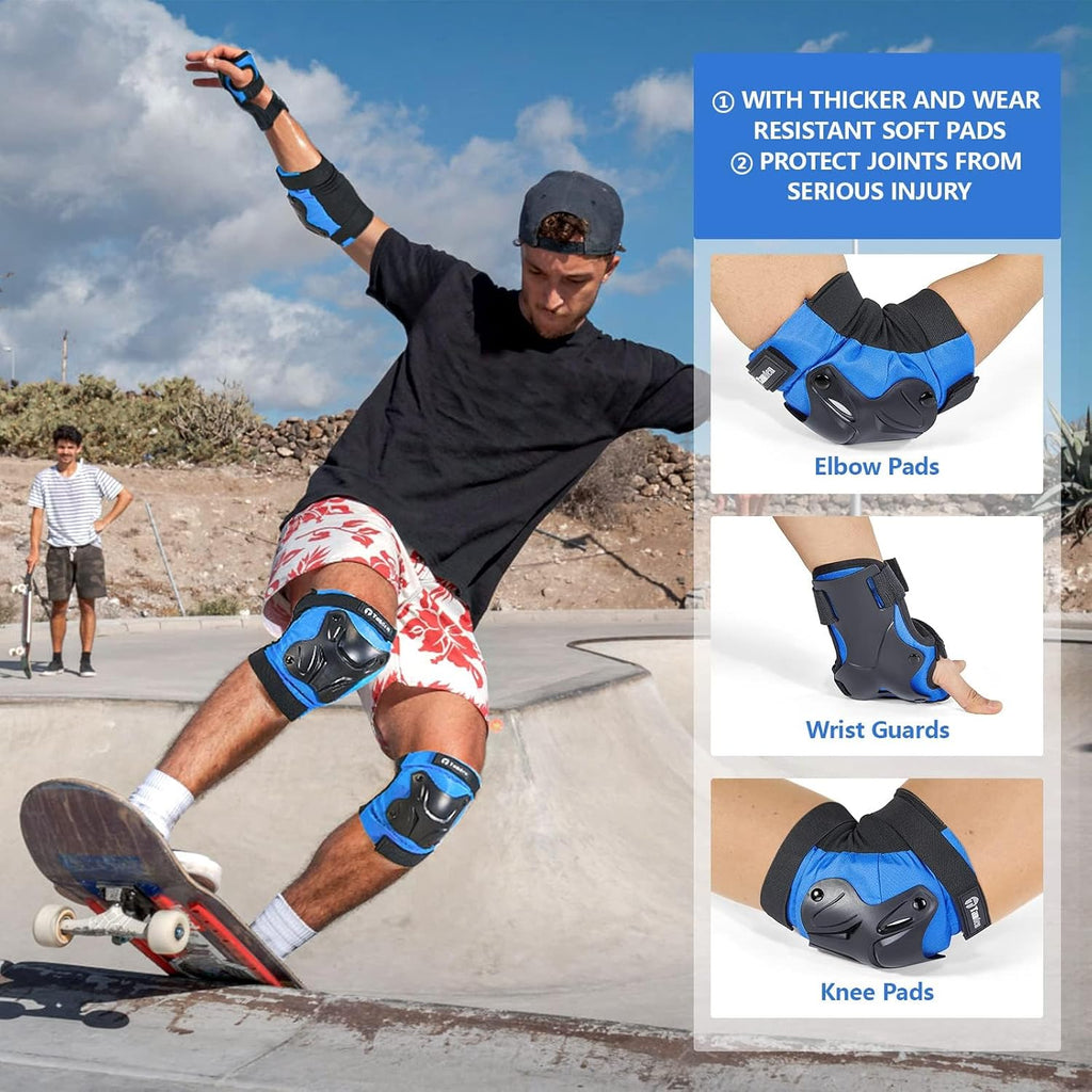 Tanden Skating Protective Gear Knee and Elbow Pads Wrist Guards for Roller Skating Skateboarding, Skate Pads Adult Knee Pads