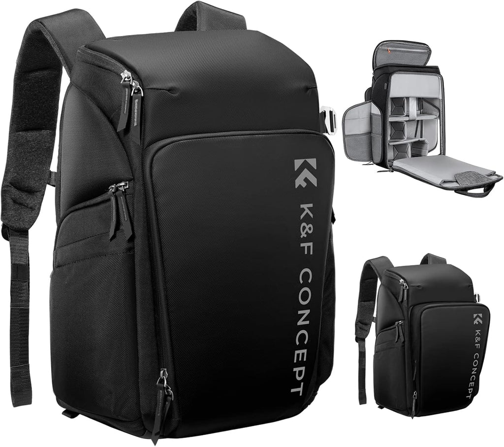 K&F CONCEPT Camera Backpack, 22L Expandable Camera Bag with Rain Cover