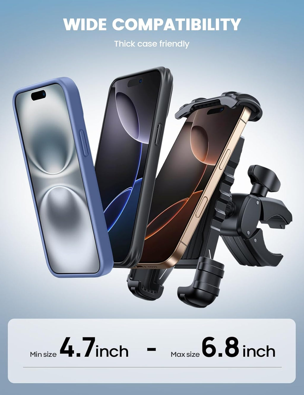 Lamicall Bike Phone Holder Mount - Motorcycle E-Bike Scooter Handlebar Clip