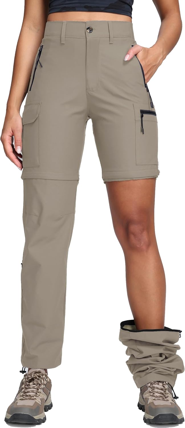 Oalka Women's Cargo Convertible Hiking Pants Zip Off Quick Dry Pants